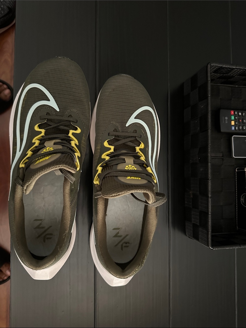 Men's Nike Olive Green Athletic Sneakers with Yellow Accents